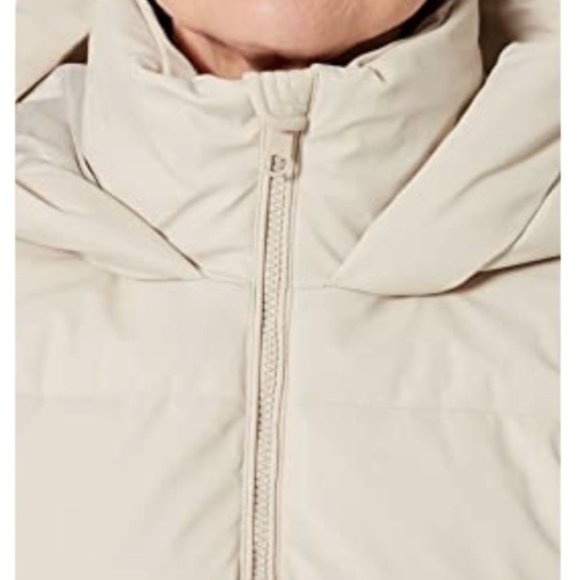 Vero Moda Puffer Stella Quilted Long Coat Cream Oatmeal M NWT - Picture 4 of 11